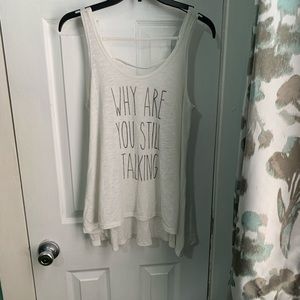 Graphic tank top with unique back detailing
